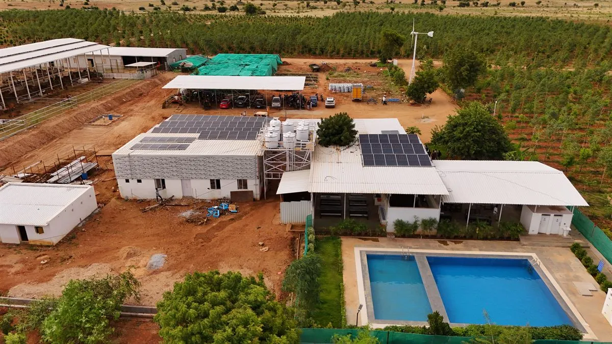 GreenX farm campus near Lepakshi with solar roofs, cottages and swimming pools